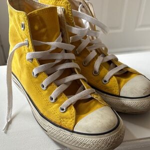 Converse Yellow High-Top Canvas Sneakers with White Laces